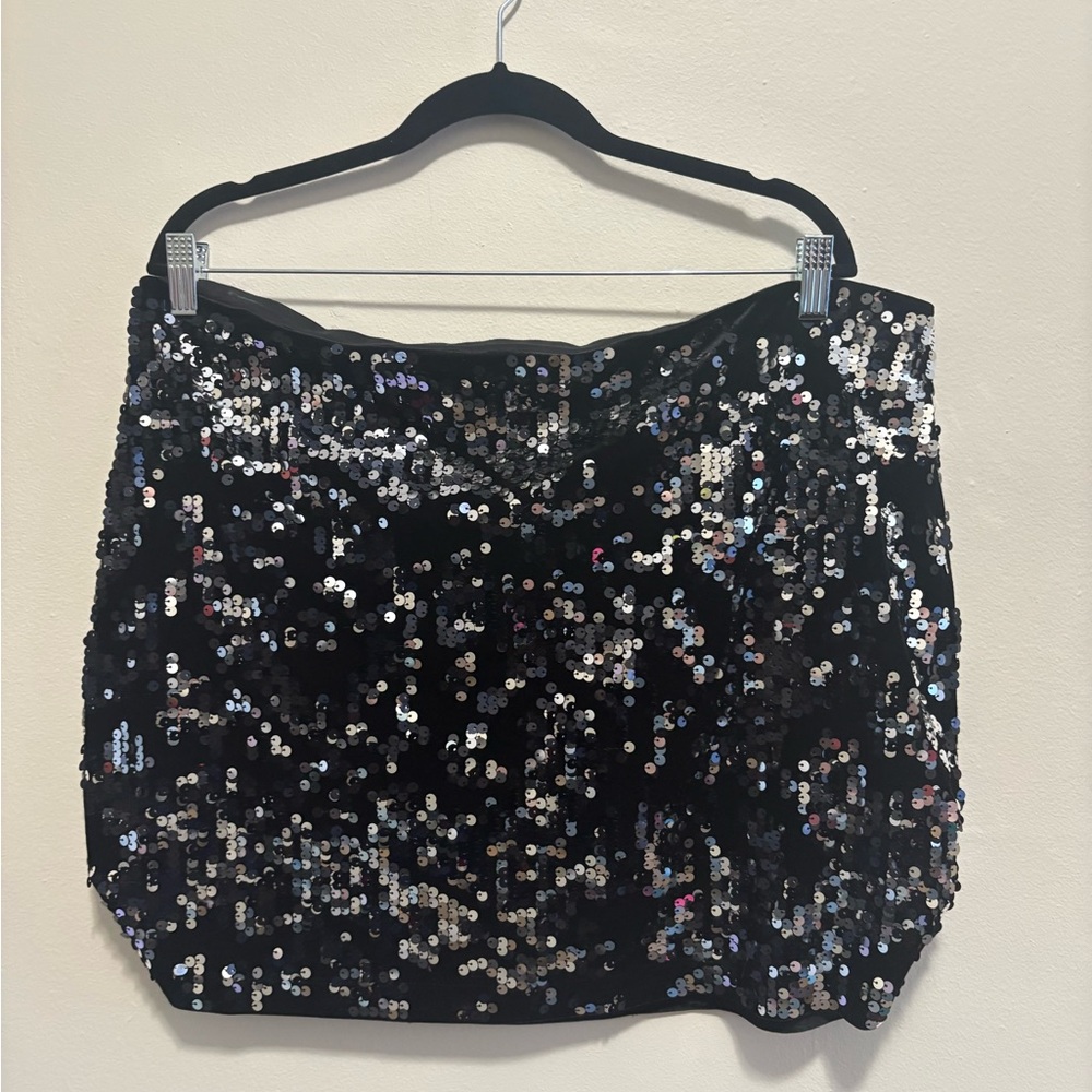 Express Black Sequin Mini Skirt